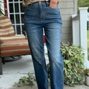 Judy Blue Straight Fit Jeans Blue Wash Wide Straight Leg High Rise Stretchy 9/29